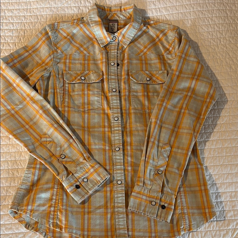 Stio Women's Esther Plaid Button-Up Shirt - Yellow and Gray